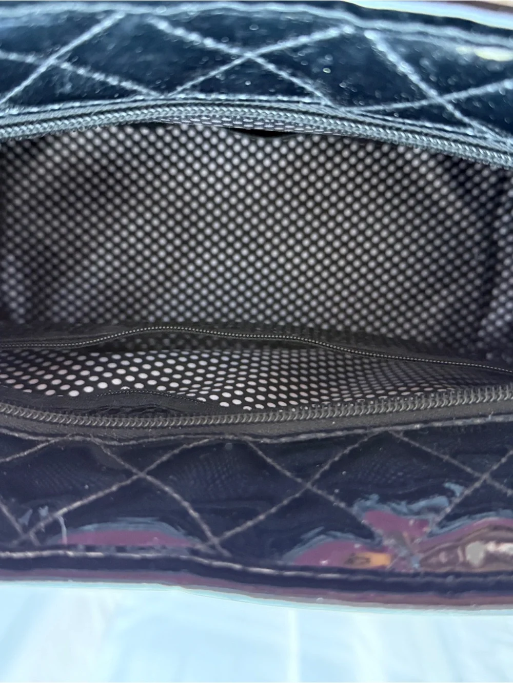 Caboodles Black Quilted Patent Cosmetic Tote Bag